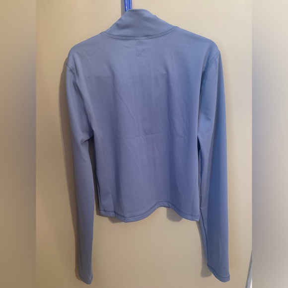 PINK Victoria’s Secret Blue Full Zip Fitted Cropped Mock Neck Sweater Size XS - Picture 5 of 6